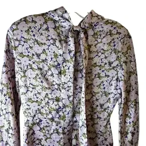 Zara Women's XS Floral Satin‎ Mini Dress Long Sleeve Multicolor Lilac Casual thumbnail 2