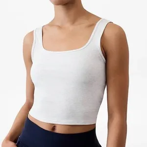 Athleta Signature Rib Square Neck Crop Tank - Size XL -‎ Fog Grey Heather - NWT thumbnail 1