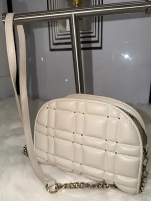 ZARA Cream Quilted Crossbody with Gold Studs and Chain thumbnail 2