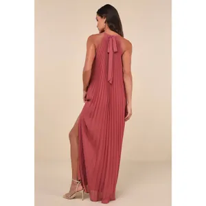 NWT Lulus Exceptionally Elegant Rusty Rose Pleated Chiffon Maxi Dress Banquet XS thumbnail 3