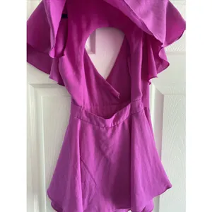 DO+BE Ruffle Wrap Top Womens Size S Magenta Pink Open Back Summer Boho Linen-Mix thumbnail 6