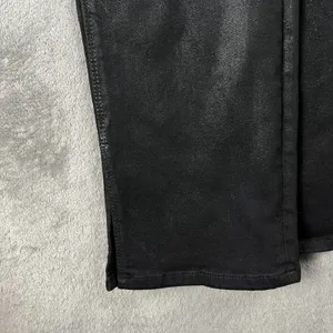 Hudson Nico Coated Black Beauty Straight Jeans Women's 25 Mid Rise Ankle Slit thumbnail 9