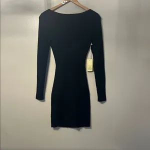 Wilfred Free Aritzia Black Ribbed Cutout Bodycon Dress Size M NWT thumbnail 6