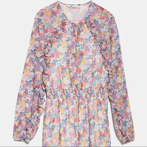 Zara RUFFLED FLORAL PRINT LONG SLEEVE MINI DRESS Size S NEW. thumbnail 9