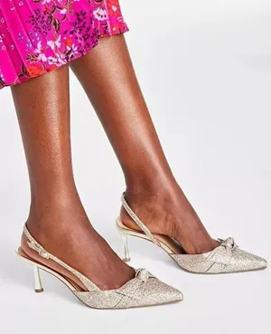 Womens On 34th Gold Glitter Slingback Pumps Heels - Sz 10 thumbnail 1