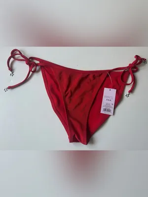 Wild Fable Red Ribbed Side Tie Bikini Bottoms NWT Small thumbnail 2