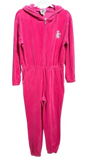 Juicy Couture Zip-up Velour Jumpsuit Hot Pink Y2K Soft Comfort Barbiecore‎ Sz M thumbnail 1