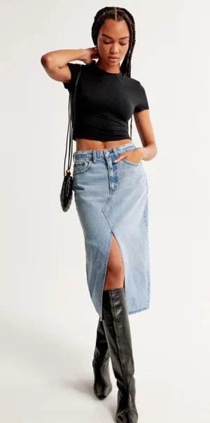 Abercrombie Jean Midi Skirt thumbnail 1