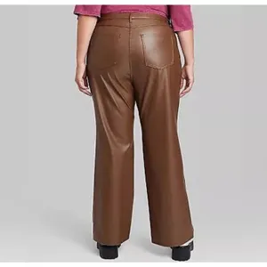 Wild Fable Low-Rise Faux Leather Flare Pants -Brown Women's 16 thumbnail 2