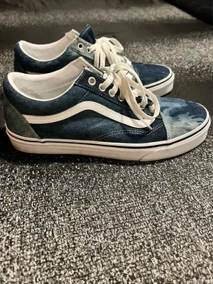 Womens 10 Vans Old Skool Acid Wash Denim Lowtop Skate Shoes- Blue/White thumbnail 2