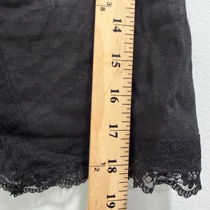 kourt Odette Linen Black Tie Front Minimalist Romantic Airy Lace Trim Top NWT 6 thumbnail 7