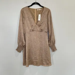 Francesca’s Collection Bronze And Black Dotted Satin Mini‎ Babydoll Dress Size M thumbnail 2