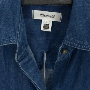 Madewell Denim Pleated Mini Shirtdress Bouvier Wash Blue Long Sleeve US 8 NWT thumbnail 9