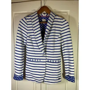 Hatley Nautical‎ Striped Jacket Blazer Womens Small Stretch Preppy Country Club thumbnail 3