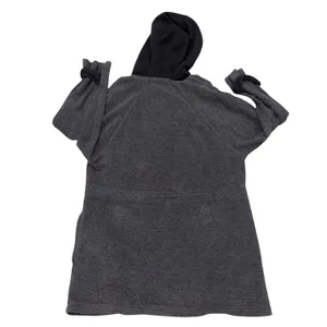 Free People We The Free Gray & Black Sadie Surplus Slouchy Longline Fleece Sweatshirt Jacket Top Medium thumbnail 5