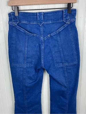 Free People Layla Boho High Rise Flare Leg Jeans Size 26 Electric Blue Denim thumbnail 6