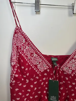 Wild Fable Red Paisley Bandana Rhinestone Cami Tank Top Medium NWT thumbnail 7