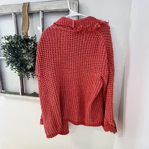 Free‎ People I'll Be Around Silk Cotton Waffle Fringe Sweater Oversized Small thumbnail 10