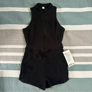 Lululemon Nulux Zip-Up Track Bodysuit 3" 8 Running Black NWT thumbnail 3