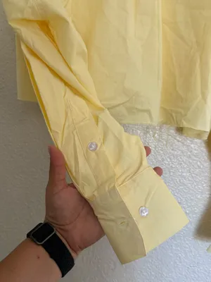 Daily drills Ultra Cropped Poplin Button-Down Top in Yellow color size Medium thumbnail 6