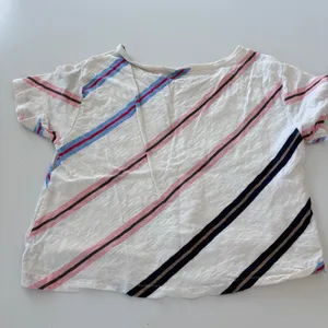 Lou‎ & Grey for LOFT Womens Small White Diagonal Multi Color Stripe Boxy Tee thumbnail 3