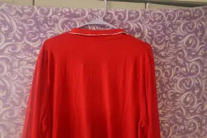 Victoria's Secret modal blend bow pj pajamas button down top with pocket Christmas long sleeve in red size large. thumbnail 9