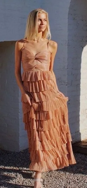 Gianni Bini Dress Tiered Metallic thumbnail 1