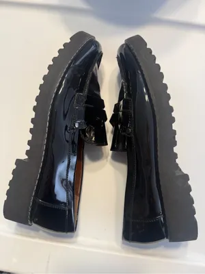 Franco Sarto Womens Black Patent Leather Penny Loafers Size 9 thumbnail 7