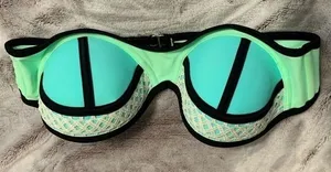 SO Crochet Colorblock Strapless Push-up Underwire Bikini SwimTop Green -‎ Size M thumbnail 1