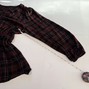 Torrid Plaid Babydoll Flannel Crinkle Gauze‎ Smocked Tie Waist Top Size 1X thumbnail 11