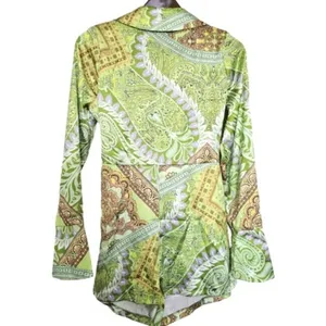 ASOS DESIGN -1014 heavy‎ satin wrap knot front romper green paisley size 4 thumbnail 4