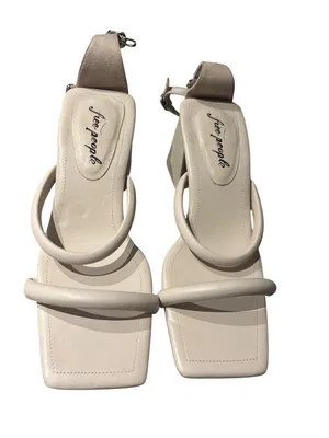 Free People Parker Chain Block Heel Sandals Beige Size 39 US 8.5 thumbnail 3