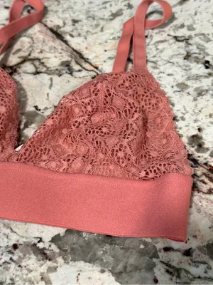 Lively Bralette Mauve Pink Lace Triangle Cups Small Wireless thumbnail 2