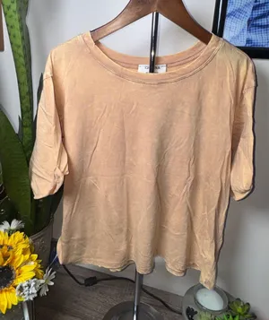 Zenana Acid Wash Crop Top, Ash Mocha, Size Small thumbnail 1