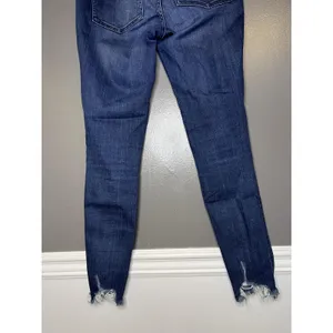 Express Denim Perfect Ankle High Rise Jeans Womens 6R Med Wash Distressed Denim thumbnail 6