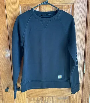 Carhartt Clarksburg Crewneck Pullover Sweatshirt size XS Black Gray thumbnail 1