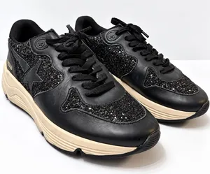 Golden Goose Running Sole Sneakers Black Glitter Leather Star Low Top IT 39 US 9 thumbnail 1