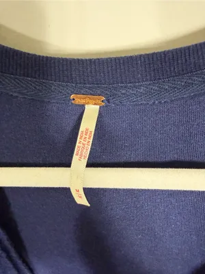 Free People Darcy Sweatshirt Top Navy Blue V Neck Medium thumbnail 7