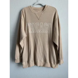 Aerie Womens Medium Waffle Knit Long Sleeve Pullover Crewneck Chicago Loungewear thumbnail 3