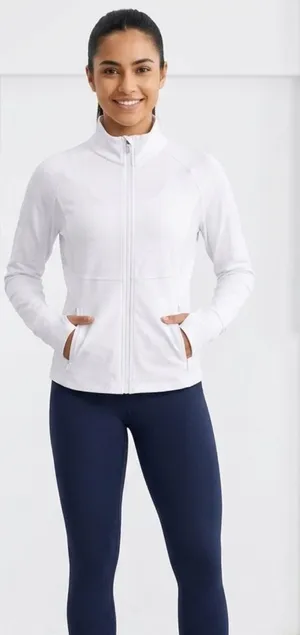 Asics White Zip-Up Athletic Jacket thumbnail 1