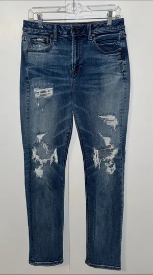 American Eagle High Rise Slim Jeans Distressed Women’s 8 thumbnail 1