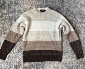 Enzo Mantovani Italy 100% Cashmere Sweater Womens M Brown Neutral Colorblock thumbnail 1
