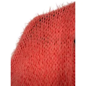 Anthropologie Striped Sleeve Open Front Cardigan Sweater Coral Pink One Size thumbnail 9