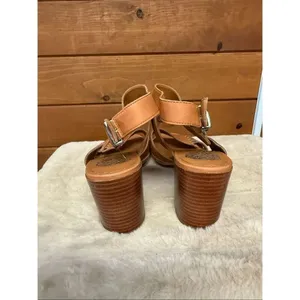 Vince Camuto Karmelo slingback sandals tan leather upper whipstitch accents Sz thumbnail 3