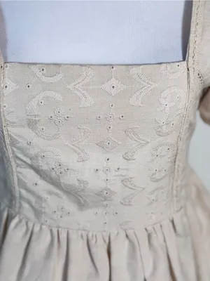 Midnight sky Cream Linen Blend Eyelet Peplum Top S Square Neck Cottagecore Coquette Prairie thumbnail 4