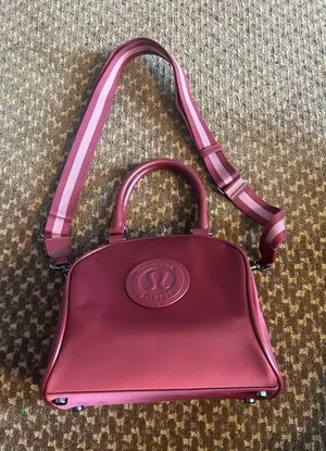 Lululemon Wine Burgundy Structured Bowler Crossbody Tote Bag thumbnail 1