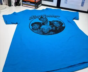 Stay Golden Short Sleeve Adult Tee Bright Royal Blue Black Graphic NWOT Size M thumbnail 1