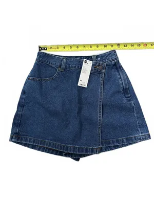 Uniqlo GU Denim Wrap Skort NWT Medium Blue Wash XS thumbnail 3