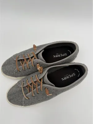 Sperry’s Womans Size 8 Cliffside Gray Wool Platform Sneakers with Brown Laces thumbnail 4