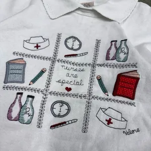 Vintage y2k grandma granny Nurse collared sweatshirt thumbnail 2
